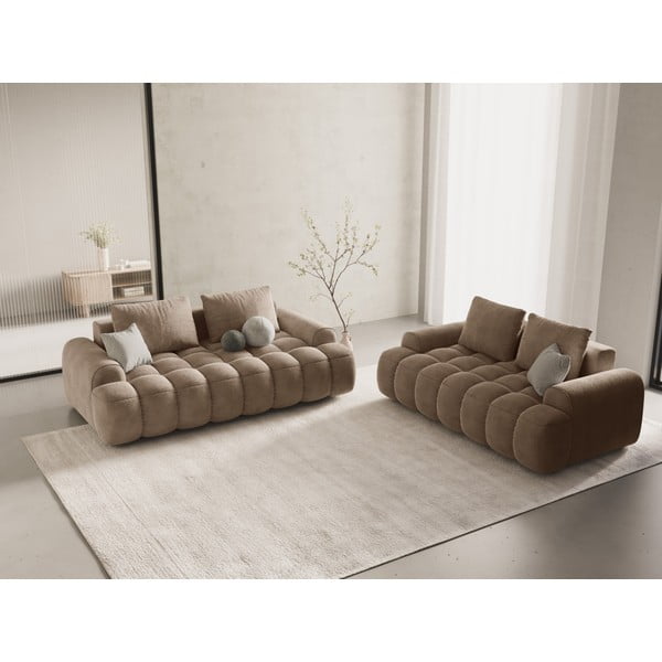 Jasnobrązowa aksamitna sofa 175 cm Linz – Cosmopolitan Design-image-1
