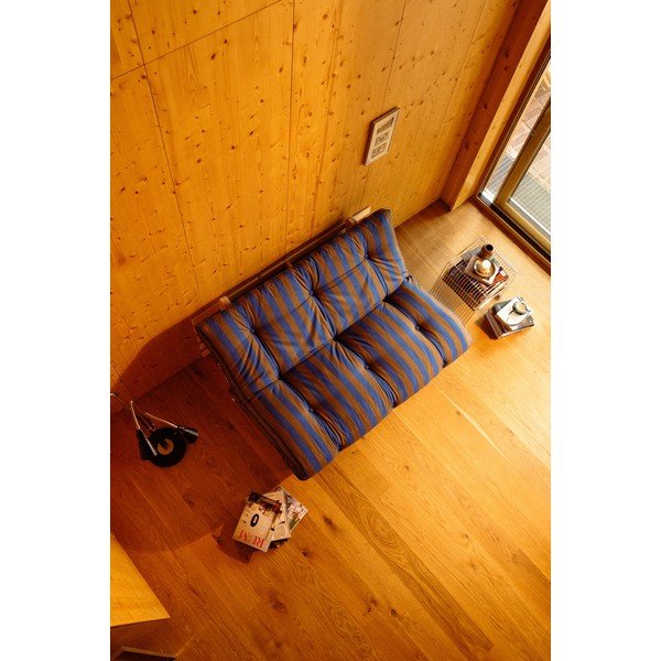 Niebieska/brązowa rozkładana sofa 160 cm Roots – Karup-image-4
