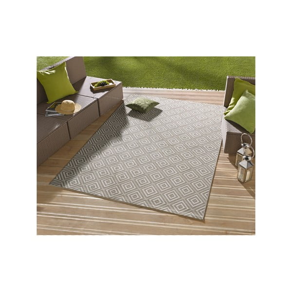 Szary dywan odpowiedni na zewnątrz NORTHRUGS Karo, 140x200 cm-image-1
