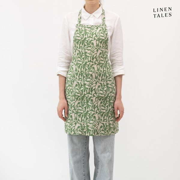 Lniany fartuch Evergreen Damask – Linen Tales