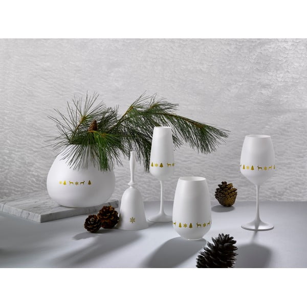 Biały szklany świąteczny dzwoneczek Crystalex Nordic Vintage, wys. 17,9 cm-image-2