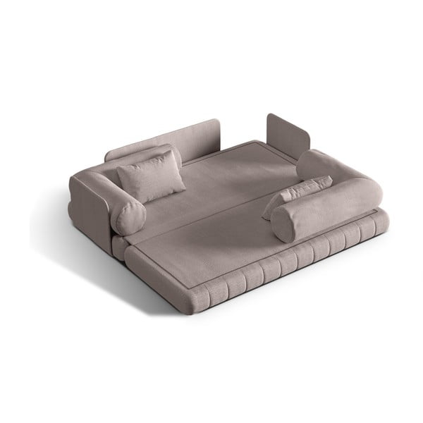 Szarobeżowa rozkładana sofa z materiału bouclé 206 cm Kemi – Cosmopolitan Design-image-1