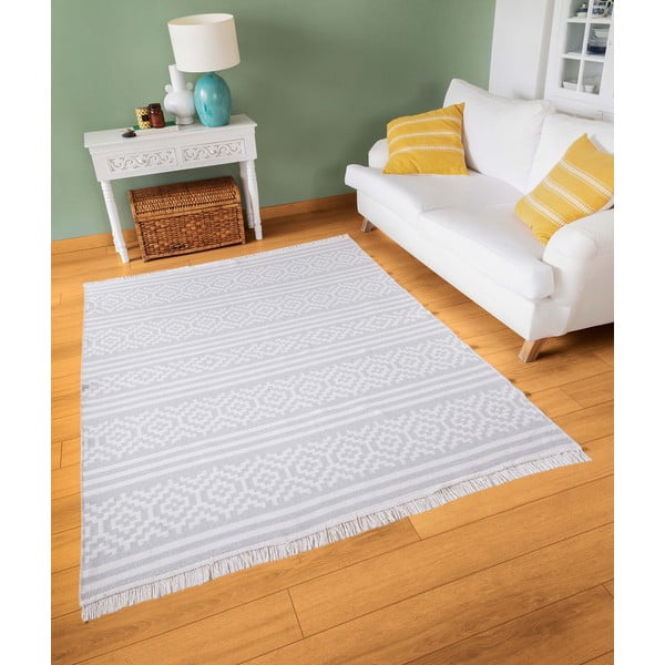 Szaro-biały bawełniany dywan Oyo home Duo, 80 x 150 cm-image-1