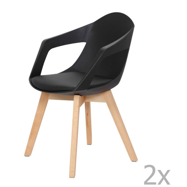 Komplet 2 czarnych krzeseł 360 Living Robin