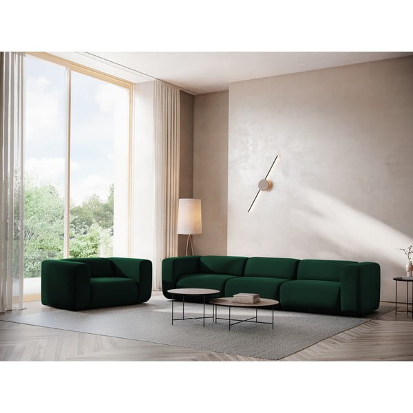Ciemnozielona aksamitna sofa 228 cm Ekahi – Makamii-image-1