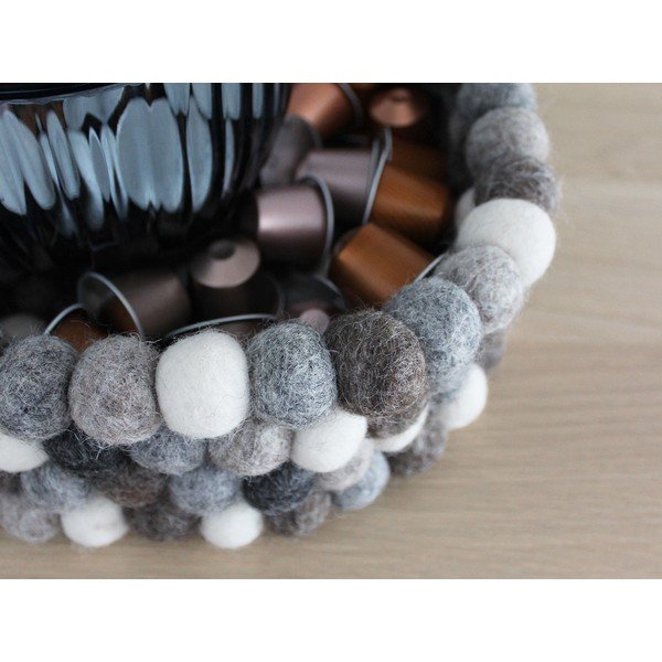 Szaro-biały wełniany koszyk kulkowy Wooldot Ball Basket, ⌀ 28 cm-image-2