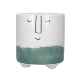 Biało-zielona ceramiczna doniczka Kitchen Craft Happy Face