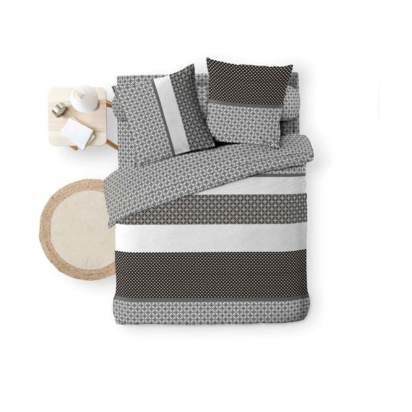 Czarno-biała bawełniana pościel dwuosobowa z prześcieradłem/6-częściowa 240x220 cm Meiko – douceur d'intérieur-image-3