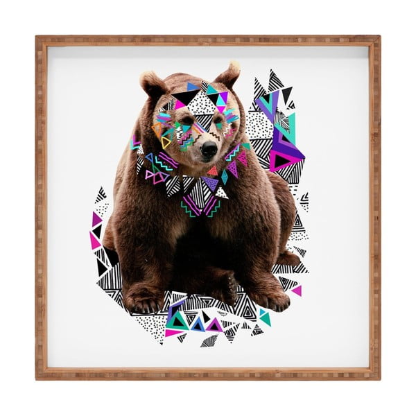 Drewniana taca dekoracyjna Bear, 40x40 cm