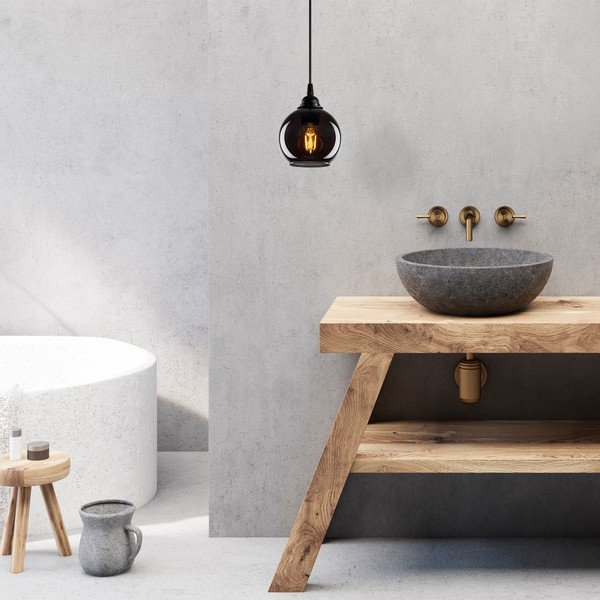 Czarna lampa wisząca ze szklanym kloszem ø 15 cm Smoked – Opviq lights-image-3