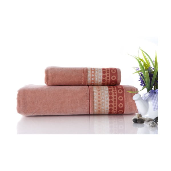 Zestaw 2 ręczników Golf Pinkish Orange, 70x140 i 50x90 cm