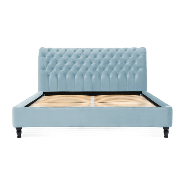 Jasnoniebieskie łóżko z drewna bukowego Vivonita Allon, 180x200 cm