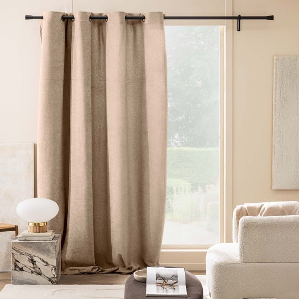 Jasnobrązowa zasłona z materiału bouclé 140x260 cm Winona – douceur d'intérieur-image-3