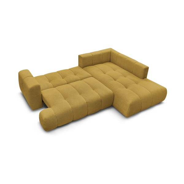 Musztardowy rozkładany/ze schowkiem narożnik (prawostronny/w kształcie litery L) Fuji – Bobochic Paris-image-4