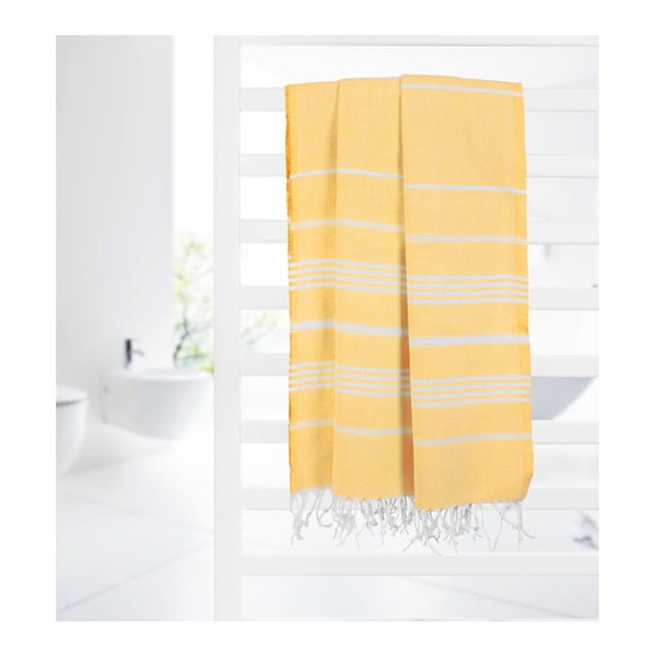 Żółty ręcznik hammam Kate Louise Classic, 180x100 cm-image-2