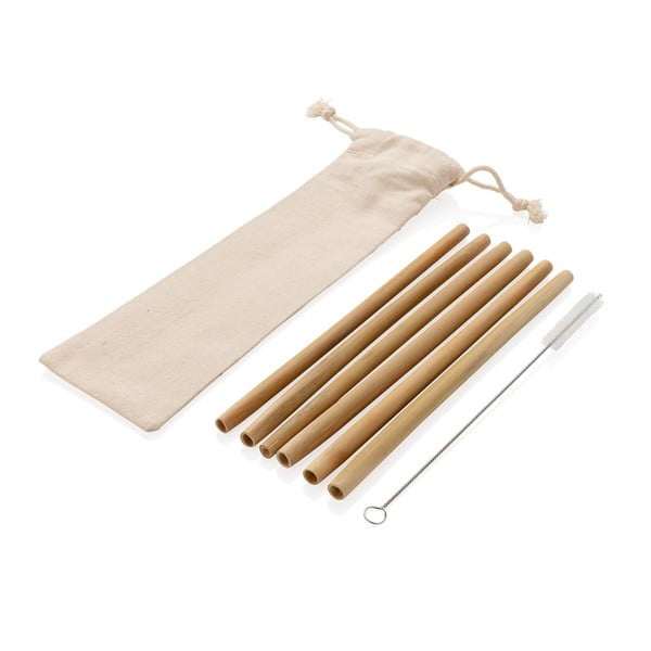 Zestaw 6 bambusowych słomek ze szczoteczką do czyszczenia i pokrowcem XD Collection