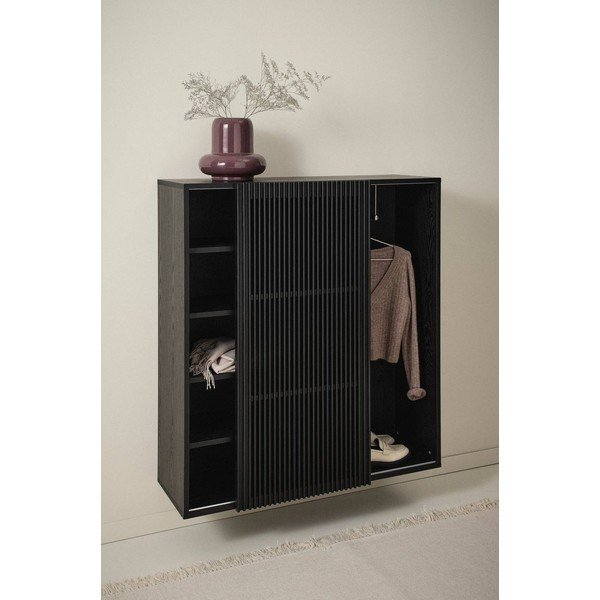 Czarny zestaw do przedpokoju w dekorze jesionu 110x120x40 cm Sion – Jotex-image-1