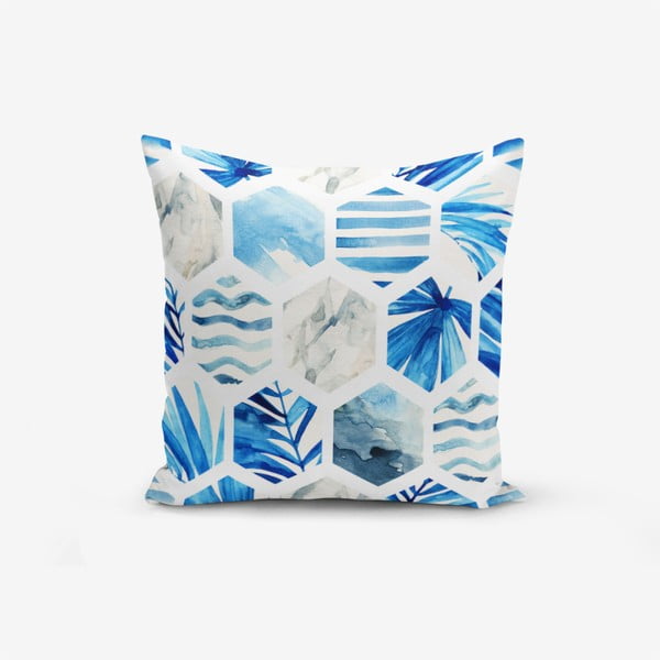 Poszewka na poduszkę z domieszką bawełny Minimalist Cushion Covers Blue Geometric, 45x45 cm