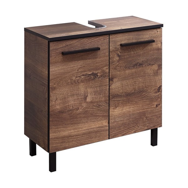 Brązowa szafka wisząca pod umywalkę w dekorze dębu bez baterii 60x53 cm Set 374 – Pelipal-image-2