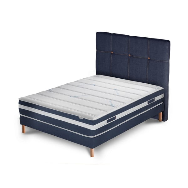 Granatowe łóżko z materacem Stella Cadente Venus, 140x200 cm