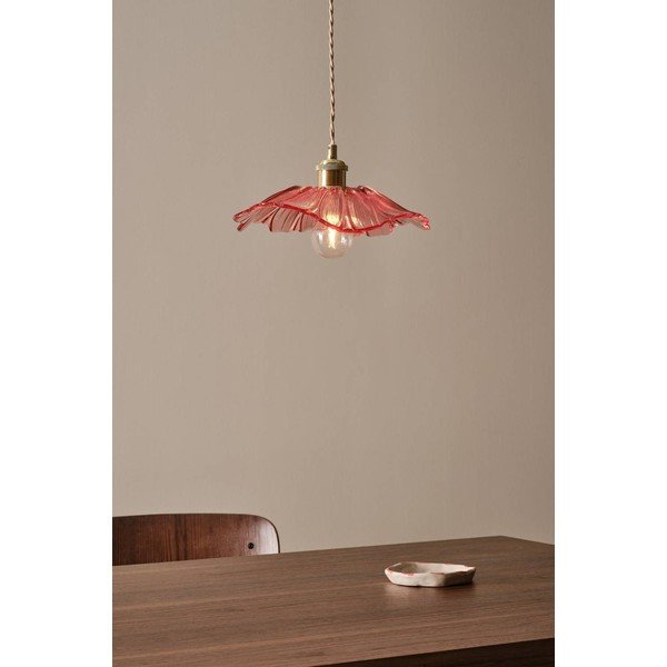 Czerwona/w kolorze złota szklana lampa wisząca ø 30 cm Nugget – Jotex-image-1
