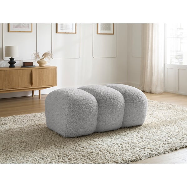 Jasnoszary podnóżek z materiału bouclé Hippolyte – Bobochic Paris-image-1