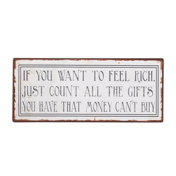 Tablica If you want to feel rich, 13x31 cm