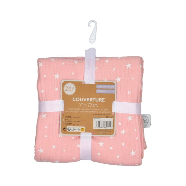 Różowy muślinowy koc dziecięcy 75x75 cm – Bébé Douceur-image-3