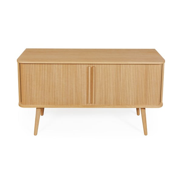 Niska komoda w dekorze dębu z drzwiami przesuwnymi 138x75 cm Rove – Woodman-image-2