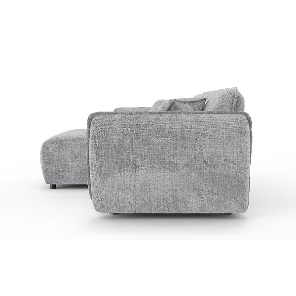 Jasnoszary narożnik z tkaniny szenilowej (lewostronny/z szezlongiem) Nelia – Ropez-image-3