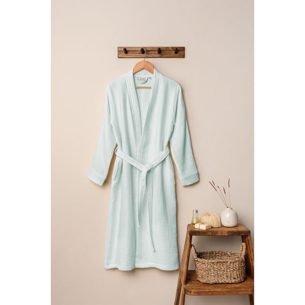 Miętowy szlafrok muślinowy w rozmiarze S/M Kimono – Foutastic