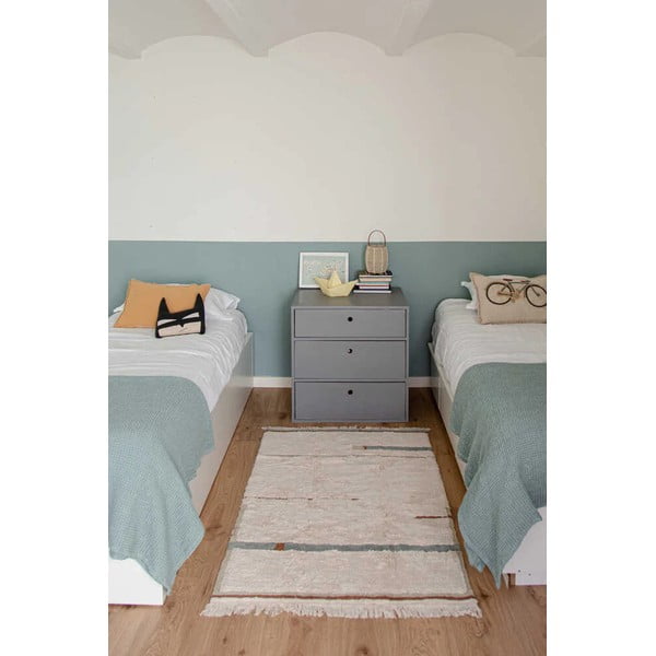 Niebiesko-kremowy bawełniany dywan tkany ręcznie odpowiedni do prania 140x200 cm Lanes Vintage Blue – Lorena Canals-image-1
