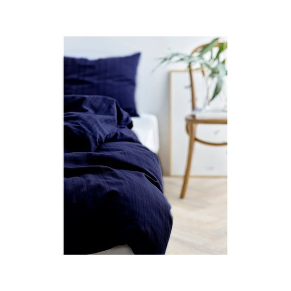 Ciemnoniebieska adamaszkowa pościel jednoosobowa 140x220 cm Noble – Södahl-image-1