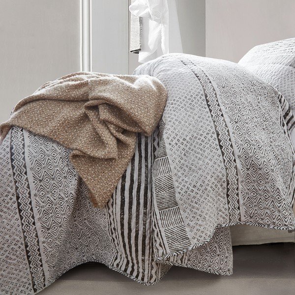 Narzuta z mikroperkalu z 2 poszewkami na poduszkę Sleeptime Elegant Stripe, 250x260 cm-image-2