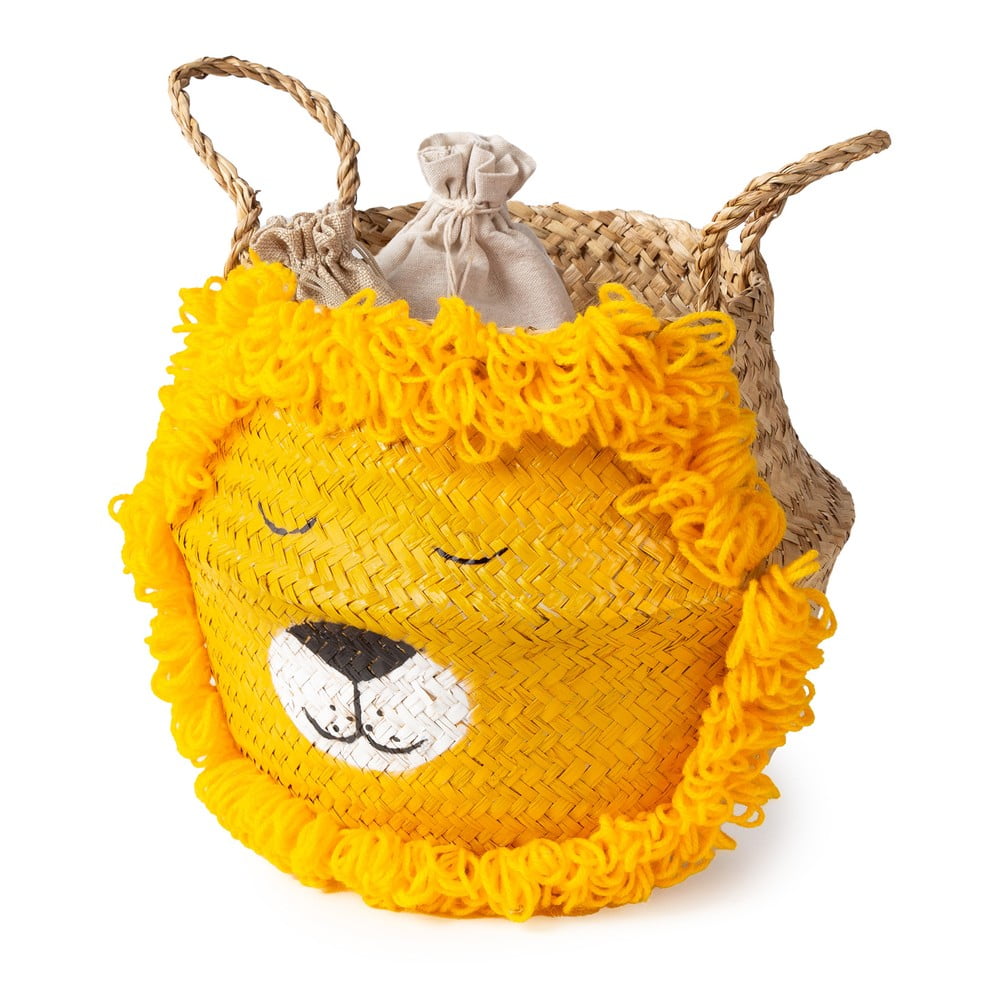 Żółto-naturalny kolorze dziecięcy kosz na zabawki z trawy morskiej ø 30x28 cm Lion – Compactor (zdjęcie 8)