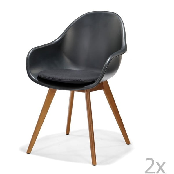 Zestaw 2 czarnych krzeseł ogrodowych z poduszkami na krzesło LifestyleGarden Montreux