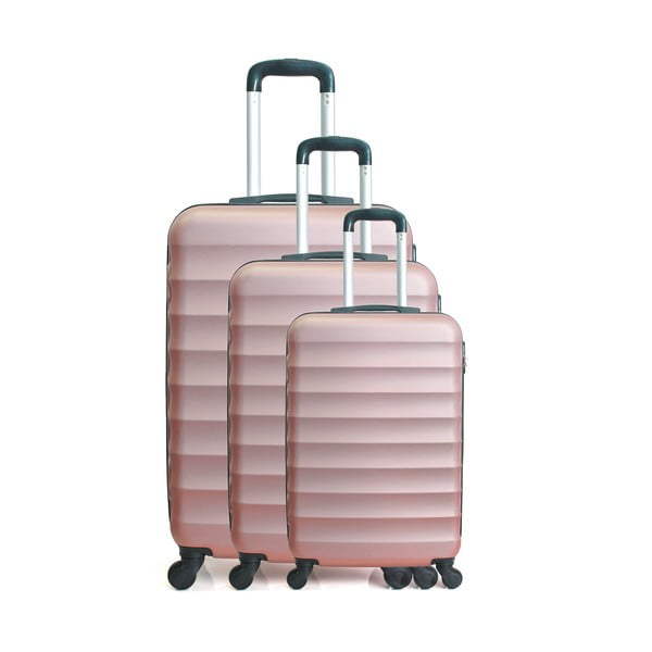 Zestaw 3 różowych walizek na kółkach Hero Jakarta