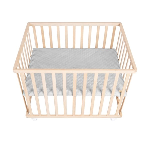 Szary kojec dla dzieci z litego drewna bukowego 75x100 cm Roba style – Roba-image-2