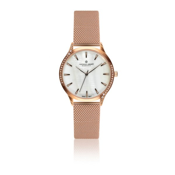 Damski zegarek z paskiem w różowozłotym kolorze ze stali nierdzewnej Frederic Graff Rustikala