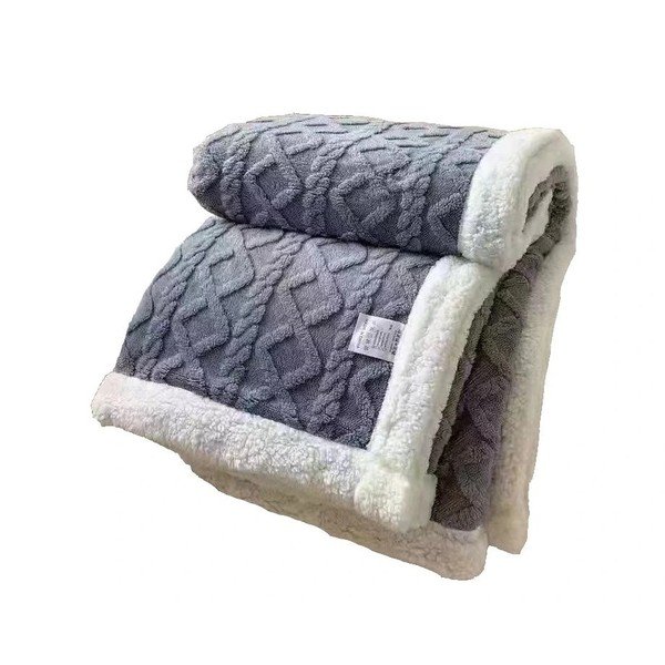 Szary koc z materiału sherpa 150x200 cm Island – My House-image-1