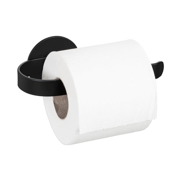 Samoprzylepny metalowy uchwyt na papier toaletowy w kolorze matowej czerni Bivio – Wenko