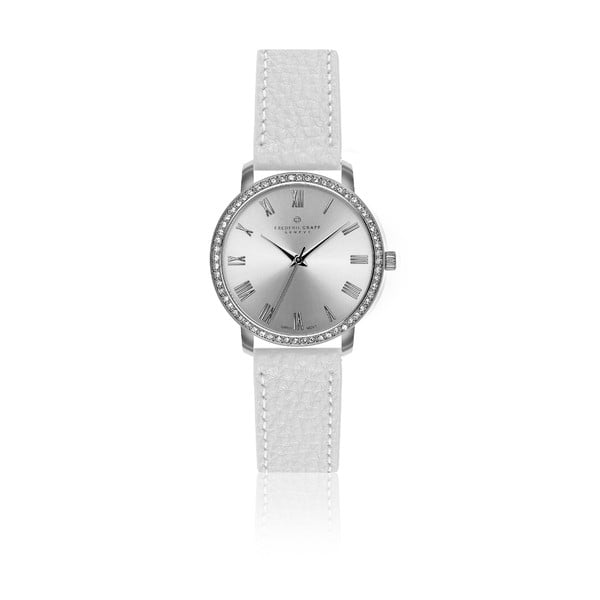 Zegarek damski z białym paskiem ze skóry naturalnej Frederic Graff Ruinette