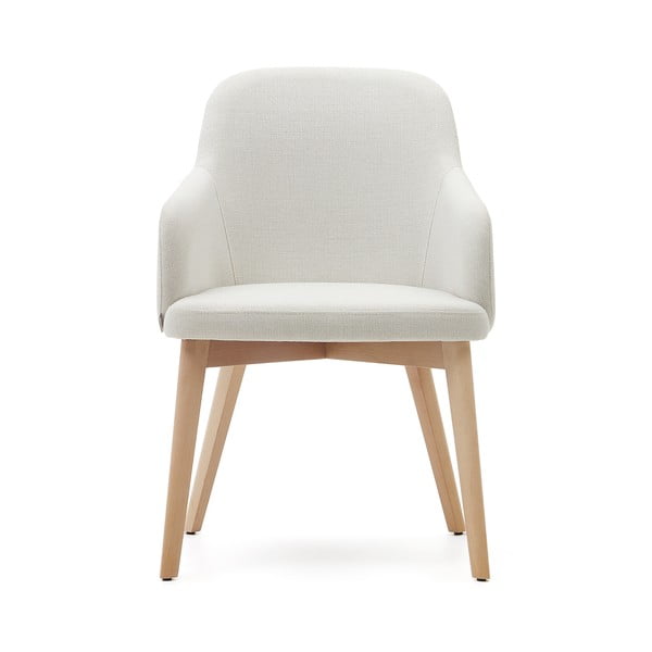 Kremowy tapicerowany fotel jadalniany z podłokietnikami Nelida – Kave Home-image-2