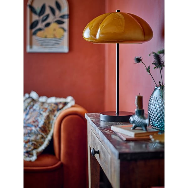 Lampa stołowa w kolorze ochry ze szklanym kloszem (wysokość 46,5 cm) Kinoko – Bloomingville-image-3