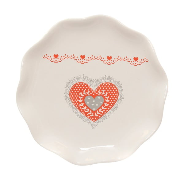 Ceramiczny talerz na tort Kasanova Heart, ø 21 cm
