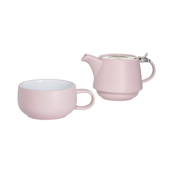 Zestaw różowej ceramicznej filiżanki z dzbankiemMaxwell & Williams