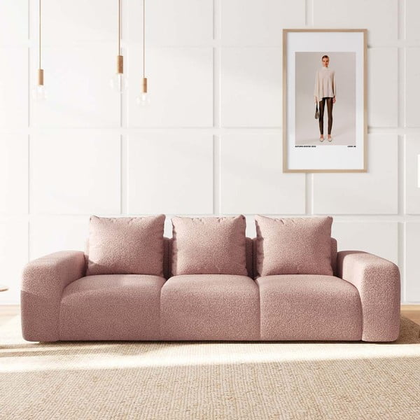 Różowa sofa z materiału bouclé 287 cm Monce – Rodier-image-1