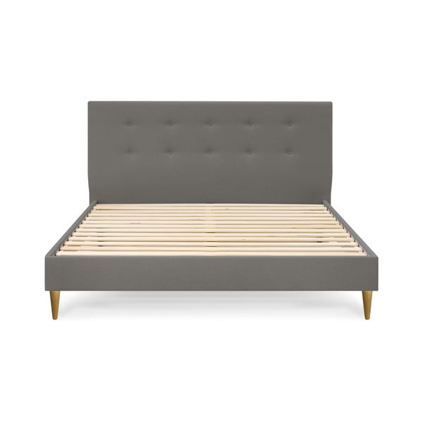 Antracytowe tapicerowane łóżko dwuosobowe ze stelażem 180x200 cm Rory – Bobochic Paris-image-2