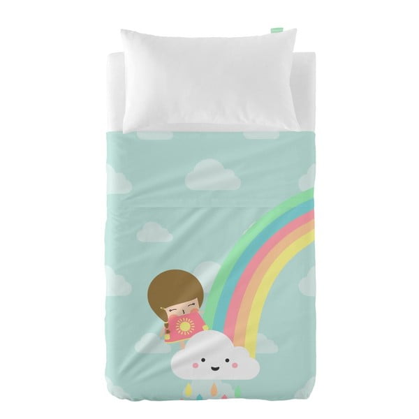 Komplet prześcieradła i poszewki na poduszkę z czystej bawełny Happynois Rainbow, 100x130 cm