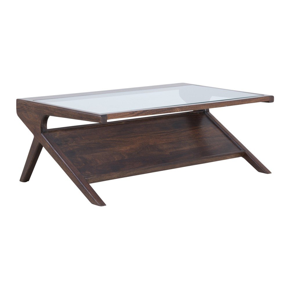 Stolik ze szklanym blatem w ciemnym naturalnym kolorze 70x112 cm Yuki – Light & Living
